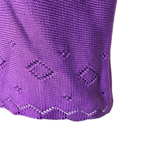 Vintage 90s Peruvian Connection Short Sleeve Sweater Womens Size M Purple - Picture 3 of 5